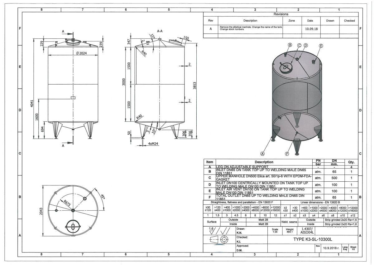 10300 liter tank in Stainless 304