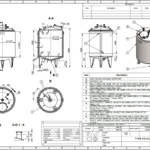 1330 liter tank in Acid-proof 316
