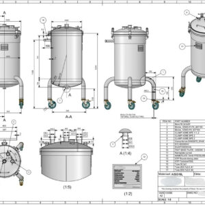 150 liter tank in Acid-proof 316