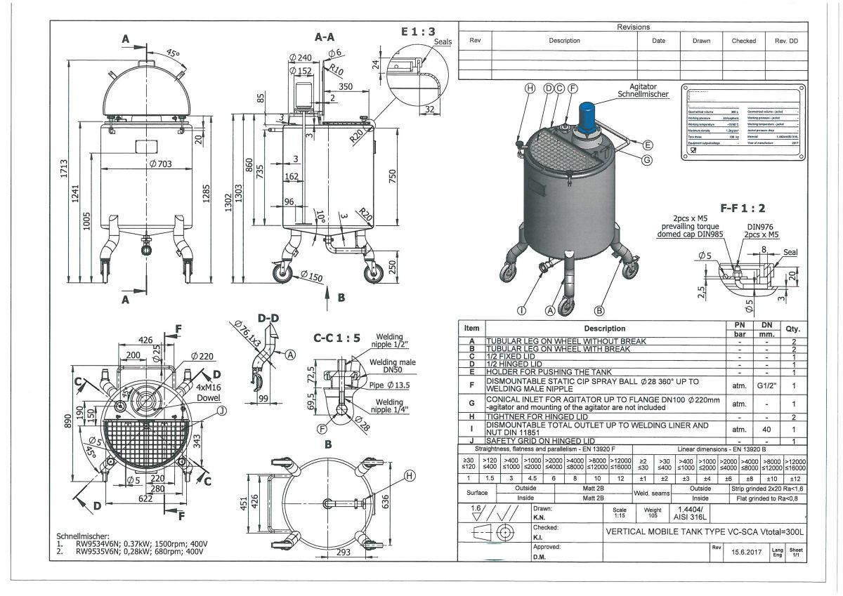 300 liter tank in Acid-proof 316