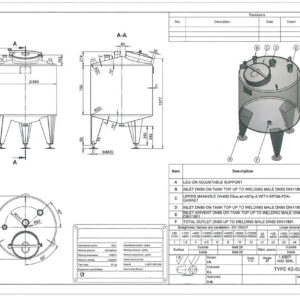 600 liter tank in 304 stainless steel