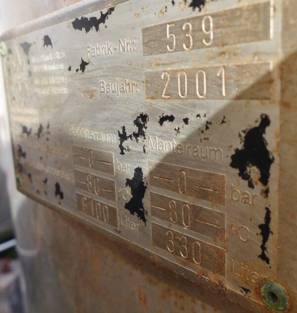 6100 liter tank in Acid-proof 316