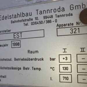 710 liter tank in Acid-proof 316