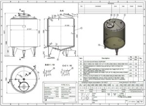 2500 liter tank in Acid-proof 316