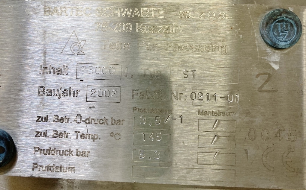 27335 liters tank in Stainless 304