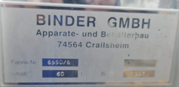 60 liter tank in stainless steel 304